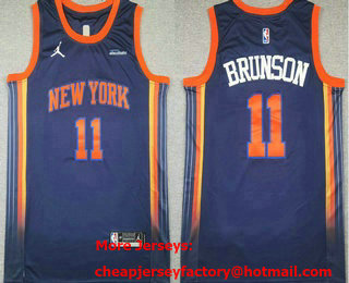 Men's New York Knicks #11 Jalen Brunson Black 2026 Statement Sponsor Swingman Jersey