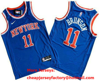 Men's New York Knicks #11 Jalen Brunson Blue Icon Swingman Jersey