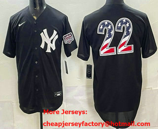 Men's New York Yankees #22 Ben Rice Black 2026 USA 250 Fourth of July Home Stadium Stitched Jersey