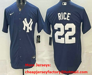 Men's New York Yankees #22 Ben Rice Navy Blue Cool Base Stitched Jersey