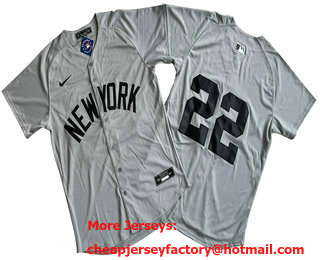 Men's New York Yankees #22 Juan Soto Gray Away Limited Cool Base Stitched Jersey