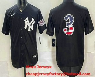 Men's New York Yankees #3 Babe Ruth Black 2026 USA 250 Fourth of July Home Stadium Stitched Jersey