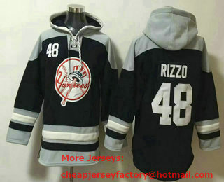 Men's New York Yankees #48 Anthony Rizzo Navy Blue Ageless Must Have Lace Up Pullover Hoodie