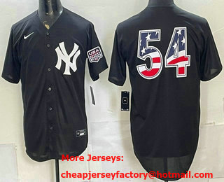 Men's New York Yankees #54 Max Fried Black 2026 USA 250 Fourth of July Home Stadium Stitched Jersey