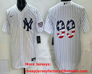 Men's New York Yankees #99 Aaron Judge White USA 250 Patch Stadium Jersey