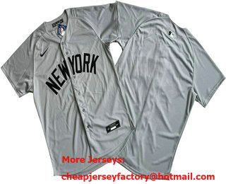 Men's New York Yankees Blank Grey Away Limited Cool Base Stitched Jersey
