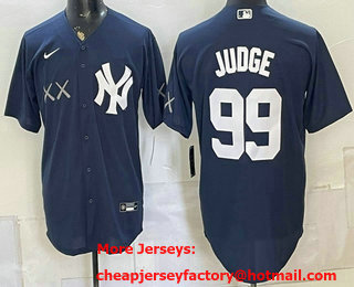 Men's New York Yankees x KAWS #99 Aaron Judge Name Navy Stadium Stitched Jersey