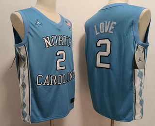 Men's North Carolina Tar Heels #2 Caleb Love Blue College Basketball Jersey
