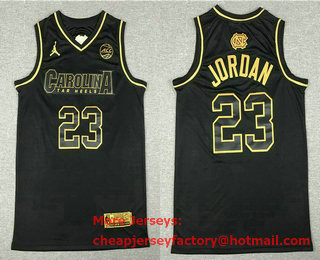 Men's North Carolina Tar Heels #23 Michael Jordan Black Golden Edition Nike Swingman Jersey