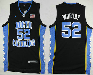 Men's North Carolina Tar Heels #52 James Worthy Black College Basketball Swingman Jersey