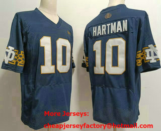 Men's Notre Dame Fighting Irish #10 Sam Hartman Navy Blue College Football Jersey