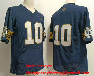 Men's Notre Dame Fighting Irish #10 Sam Hartman No Name Navy Blue College Football Jersey
