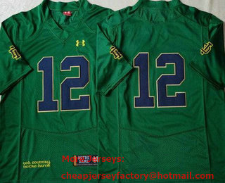 Men's Notre Dame Fighting Irish #12 Ian Book Green College Football Jersey