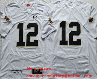 Men's Notre Dame Fighting Irish #12 Ian Book White College Football Jersey