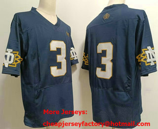 Men's Notre Dame Fighting Irish #3 Joe Montana No Name Navy Blue College Football Jersey