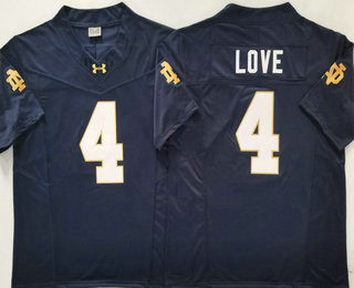 Men's Notre Dame Fighting Irish #4 Jeremiyah Love Navy Gold FUSE College Football Jersey