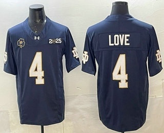 Men's Notre Dame Fighting Irish #4 Jeremiyah Love Navy 2025 Finals FUSE College Football Jersey