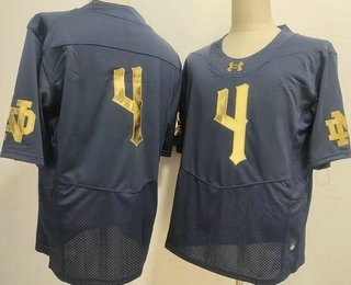 Men's Notre Dame Fighting Irish #4 Jeremiyah Love Navy Gold Elite College Football Jersey