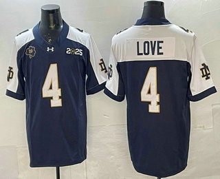 Men's Notre Dame Fighting Irish #4 Jeremiyah Love Navy Thanksgiving 2025 Finals FUSE College Football Jersey