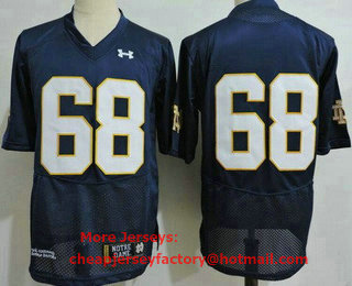 Men's Notre Dame Fighting Irish #68 Michael Carmody Navy College Football Jersey