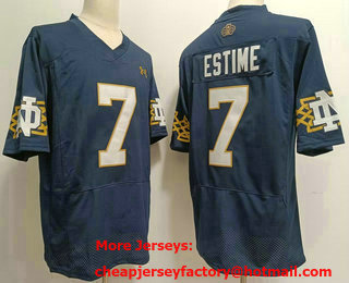 Men's Notre Dame Fighting Irish #7 Audric Estime Navy Blue College Football Jersey