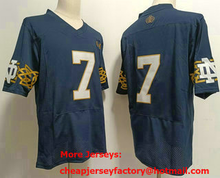 Men's Notre Dame Fighting Irish #7 Audric Estime No Name Navy Blue College Football Jersey