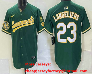 Men's Oakland Athletics #23 Shea Langeliers 2026 Green Alternate Sacramento Celebrating 125 Years Vapor Jersey