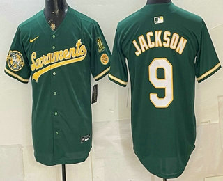 Men's Oakland Athletics #9 Reggie Jackson 2026 Green Alternate Sacramento Celebrating 125 Years Vapor Jersey