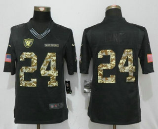 Men's Oakland Raiders #24 Marshawn Lynch Black Anthracite 2016 Salute To Service Stitched NFL Nike Limited Jersey