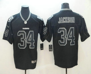 Men's Oakland Raiders #34 Bo Jackson 2018 Black Lights Out Color Rush Stitched NFL Nike Limited Jersey
