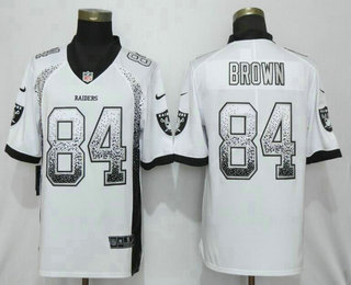 Men's Oakland Raiders #84 Antonio Brown White 2018 Fashion Drift Color Rush Stitched NFL Nike Limited Jersey