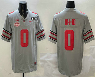 Men's Ohio State Buckeyes #0 OH IO Limited Grey 2025 National Champions College Football Jersey