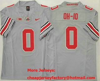 Men's Ohio State Buckeyes #0 OH IO Gray 2025 FUSE College Football Jersey