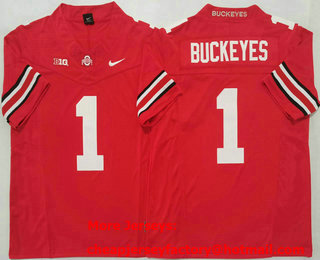 Men's Ohio State Buckeyes #1 Buckeyes Red FUSE College Football Jersey