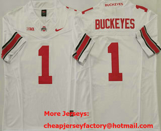 Men's Ohio State Buckeyes #1 Buckeyes Limited White FUSE College Football Jersey
