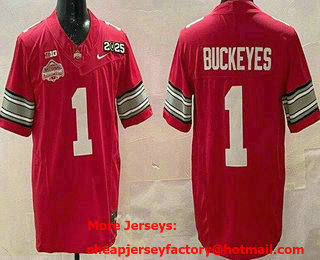 Men's Ohio State Buckeyes #1 Buckeyes Red 2025 National Champions College Football Jersey