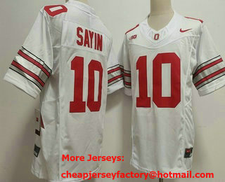 Men's Ohio State Buckeyes #10 Julian Sayin White 2026 FUSE College Football Jersey
