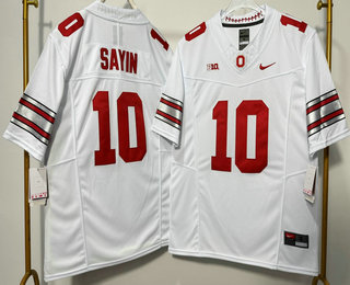Men's Ohio State Buckeyes #10 Julian Sayin White 2026 FUSE College Football Jersey