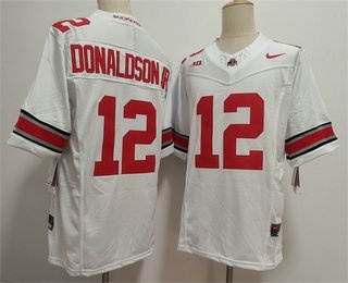 Men's Ohio State Buckeyes #12 CJ Donaldson White FUSE College Football Jersey