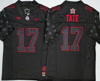 Men's Ohio State Buckeyes #17 Carnell Tate Limited Black Fashion College Football Jersey