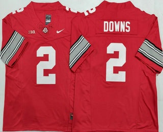 Men's Ohio State Buckeyes #2 Caleb Downs Red FUSE College Football Jersey