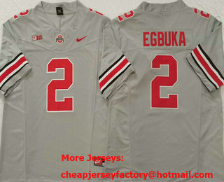 Men's Ohio State Buckeyes #2 Emeka Egbuka Grey FUSE College Football Jersey
