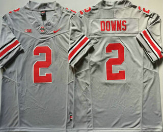 Men's Ohio State Buckeyes #2 Caleb Downs Grey FUSE College Stitched Jersey