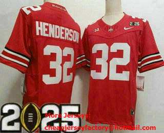 Men's Ohio State Buckeyes #32 TreVeyon Henderson Limited Red 2025 Finals College Football Jersey