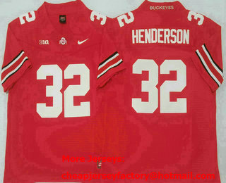 Men's Ohio State Buckeyes #32 TreVeyon Henderson Red FUSE College Football Jersey