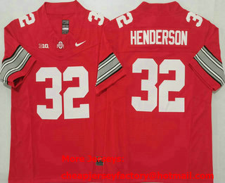 Men's Ohio State Buckeyes #32 TreVeyon Henderson Red FUSE College Football Jersey