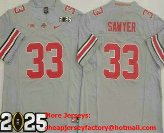 Men's Ohio State Buckeyes #33 Jack Sawyer Limited Gray 2025 Finals College Football Jersey