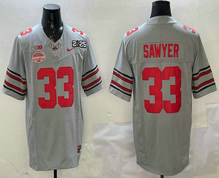 Men's Ohio State Buckeyes #33 Jack Sawyer Limited Grey 2025 National Champions College Football Jersey