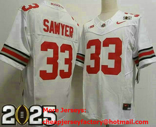 Men's Ohio State Buckeyes #33 Jack Sawyer Limited White 2025 Finals College Football Jersey