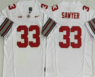 Men's Ohio State Buckeyes #33 Jack Sawyer White FUSE College Stitched Jersey